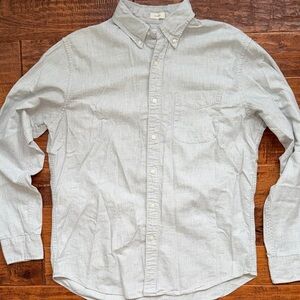 J. Crew Classic Cotton Linen Twill Light Gray Casual Button Down Shirt, Medium